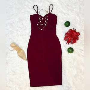 Fashion Nova Burgundy Dress (Medium)